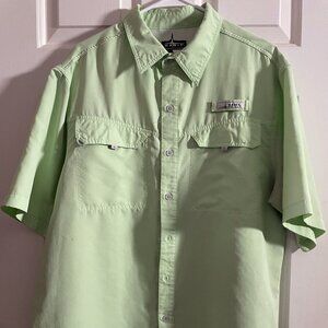 Large (L) Men's Habit Green Short Sleeve Sports Fishing Shirt
